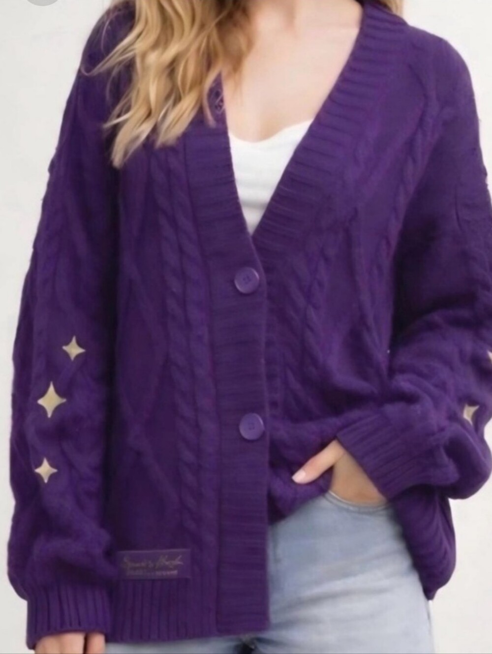 Taylor Swift Purple Cable Knit Cardigan